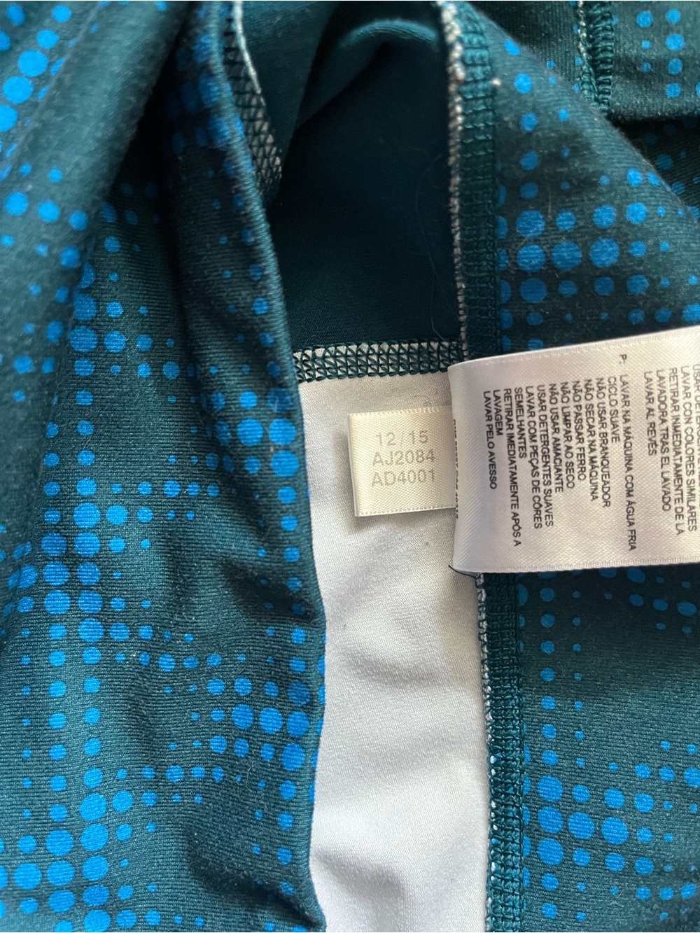Adidas Climalite Aqua Blue Mineral Dot High-Rise Capri 3/4 Leggings Size L - Picture 8 of 11